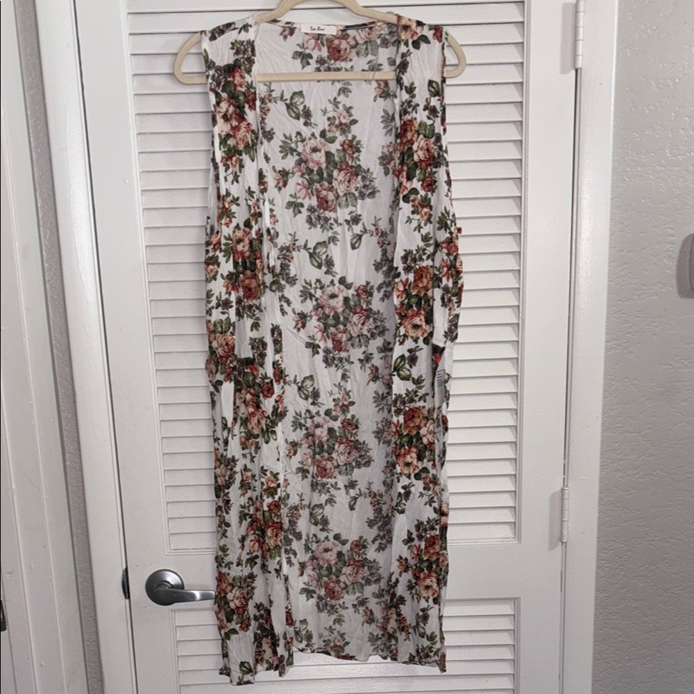 Floral Sleeveless Vest Cardigan